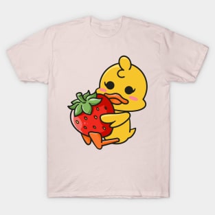 Cute Little Duck holding a strawberry T-Shirt